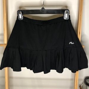 Black Fila Pleated Bottom Athletic Tennis Skort